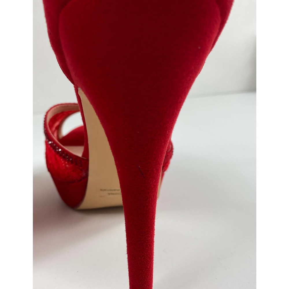 Dream Pairs Womens Swan 16 Red Suede Lace Jeweled Heels Size 9.5 - Picture 10 of 10